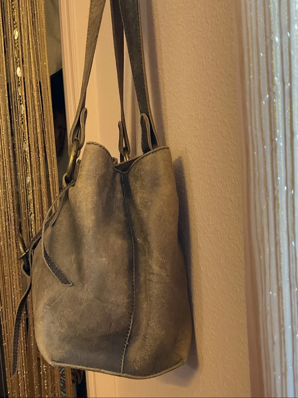 Women's HOBO Distressed Leather Shoulder Bag - Brown